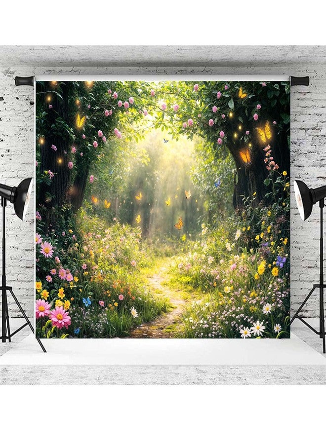 Lacoiime 7 x 5 ft Enchanted Forest Photography Backdrop Fairy Tale Garden Background Floral Flower Butterfly Kids Girl Baby Shower Magic Wonderland Party Banner Decoration Spring Photo Booth Props - Image 3
