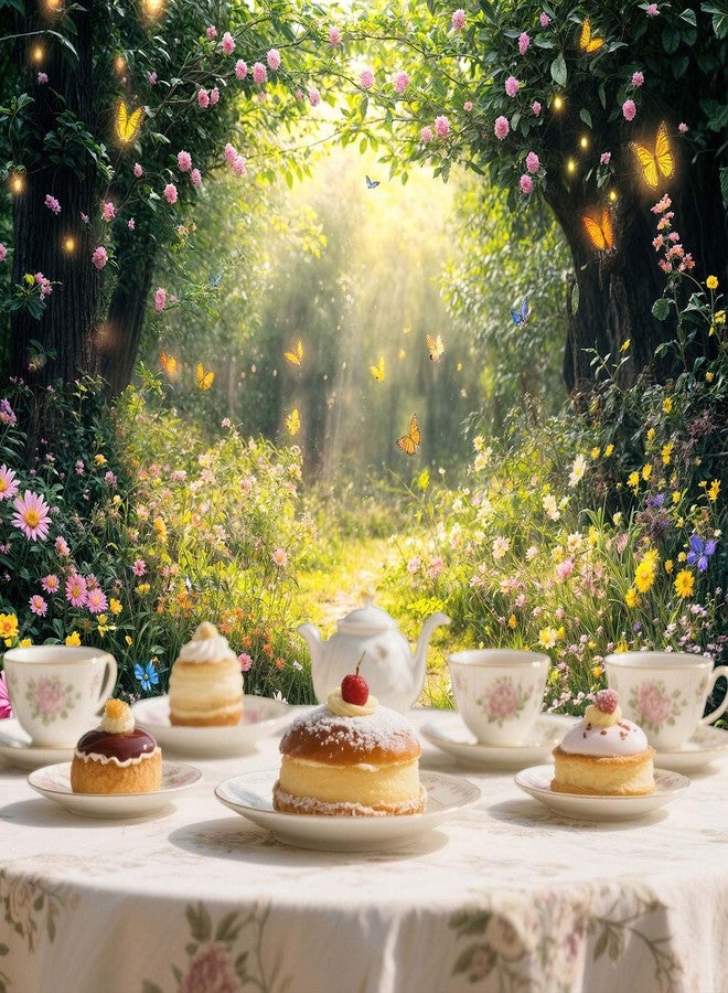 Lacoiime 7 x 5 ft Enchanted Forest Photography Backdrop Fairy Tale Garden Background Floral Flower Butterfly Kids Girl Baby Shower Magic Wonderland Party Banner Decoration Spring Photo Booth Props - Image 5