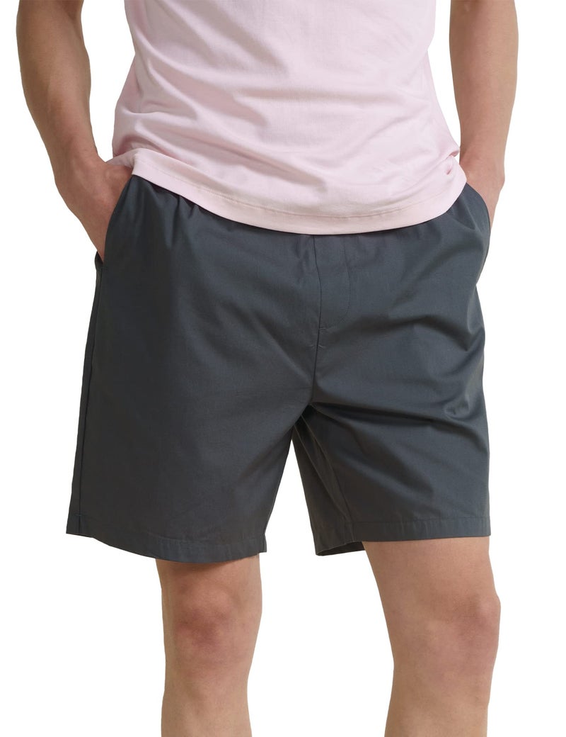 DAMENSCH Cotton Lounge Shorts for Men, Elasticated Waistband, Bermuda, Relaxed Fit Half Pant, Home Shorts for Man-Glide Grey-L - Image 1