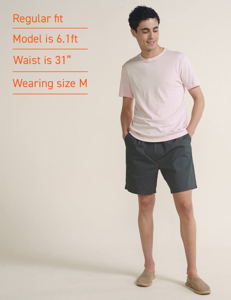 DAMENSCH Cotton Lounge Shorts for Men, Elasticated Waistband, Bermuda, Relaxed Fit Half Pant, Home Shorts for Man-Glide Grey-L - Image 3