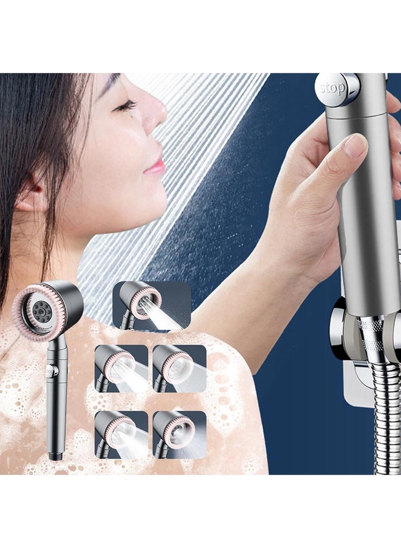 Omelo Multifunctional Massage Shower, Handheld High Pressure Shower Head,Massage And Skin Beauty Multifunctional Shower, 5 in 1 Detachable Showerhead with 150cm Hose, Bracket and Filters - Image 5