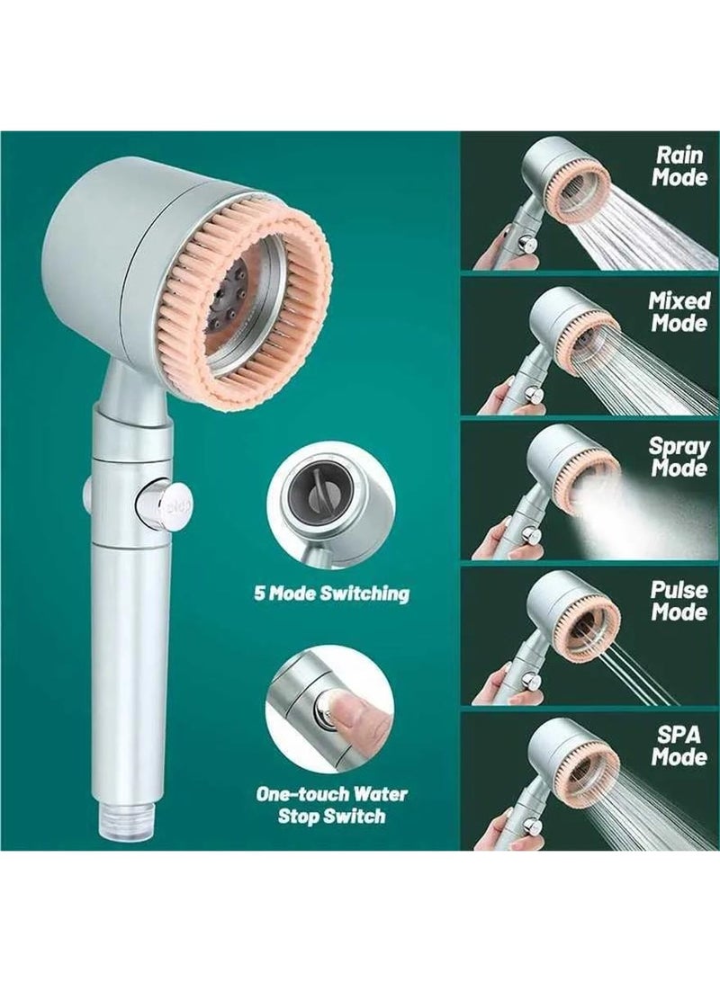 Omelo Multifunctional Massage Shower, Handheld High Pressure Shower Head,Massage And Skin Beauty Multifunctional Shower, 5 in 1 Detachable Showerhead with 150cm Hose, Bracket and Filters - Image 3