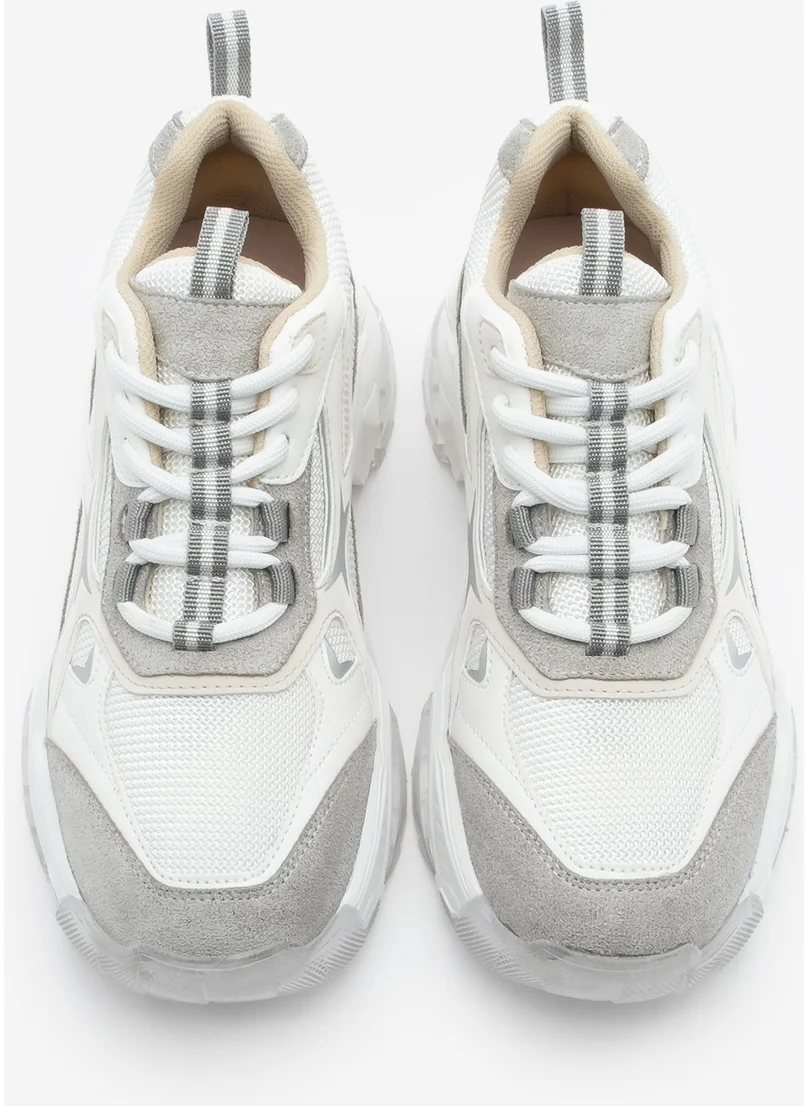 MARJIN Women's Sneaker Thick Sole Lace-Up Multi-Piece Sports Shoes Mizon