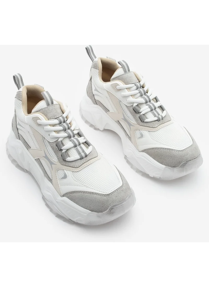 MARJIN Women's Sneaker Thick Sole Lace-Up Multi-Piece Sports Shoes Mizon