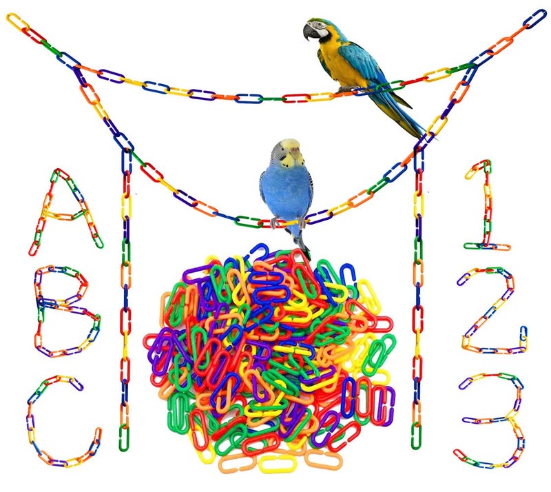 Hyamass 200-Piece Rainbow Plastic Chain Links & Toys - Interlocking C-Clip Bird Cage Accessories for Parakeets, Sugar Gliders, Small Pets (Climbing/Swinging Toys) - Image 1