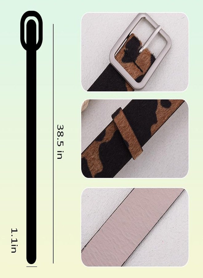 حزام جلدي عتيق بنقشة جلد البقر، مناسب للجينز والسراويل، إكسسوارات رعاة البقر العصرية من حقبة الألفية الجديدة للنساء والفتيات، أحزمة غربية رفيعة للتنانير والفساتين، أحزمة جلدية قابلة للتعديل للنساء والفتيات، أزياء رعاة البقر. - Image 5