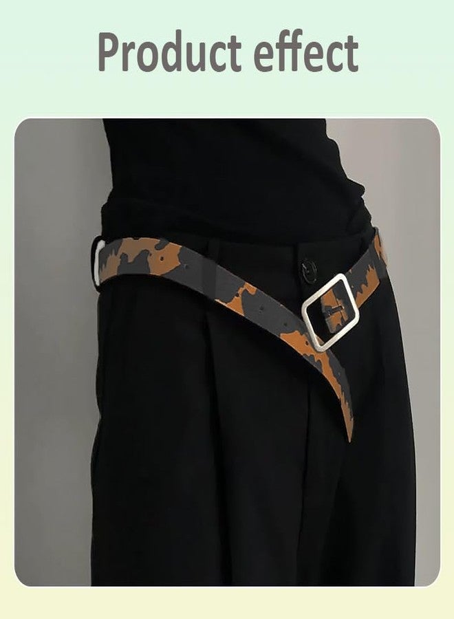 حزام جلدي عتيق بنقشة جلد البقر، مناسب للجينز والسراويل، إكسسوارات رعاة البقر العصرية من حقبة الألفية الجديدة للنساء والفتيات، أحزمة غربية رفيعة للتنانير والفساتين، أحزمة جلدية قابلة للتعديل للنساء والفتيات، أزياء رعاة البقر. - Image 2