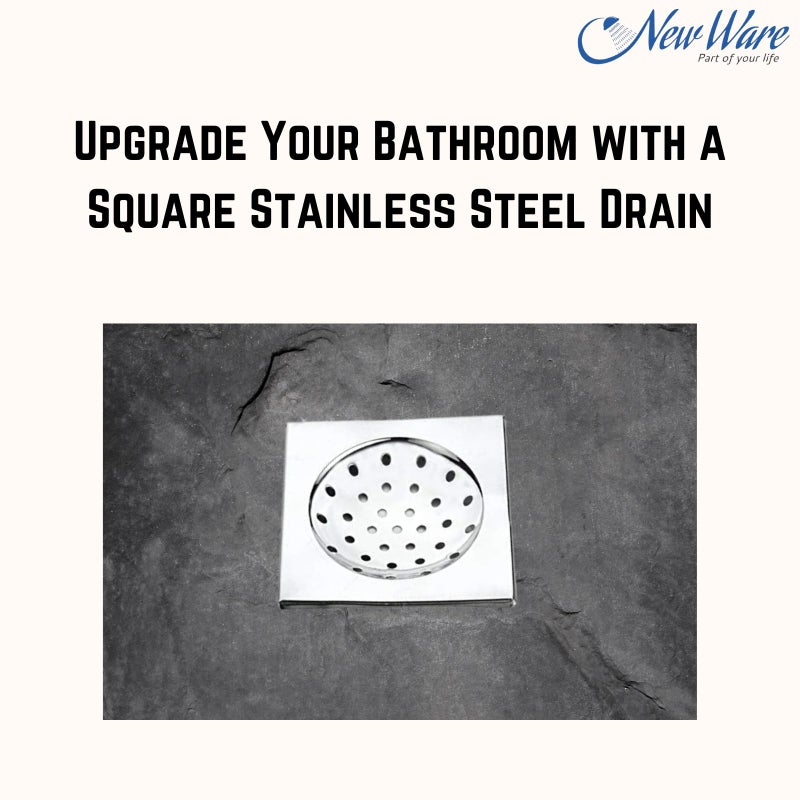 NEW WARE 6 x 6 Inch Square Stainless Steel Bathroom Floor Drain - Chrome Finish Water Drain Grating Floor Trap - Image 2