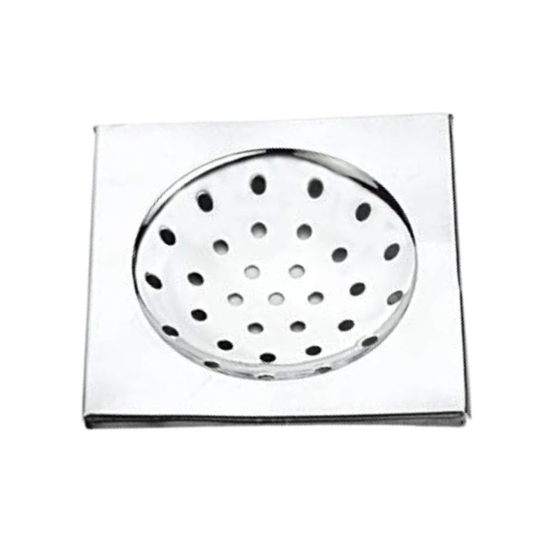 NEW WARE 6 x 6 Inch Square Stainless Steel Bathroom Floor Drain - Chrome Finish Water Drain Grating Floor Trap - Image 1