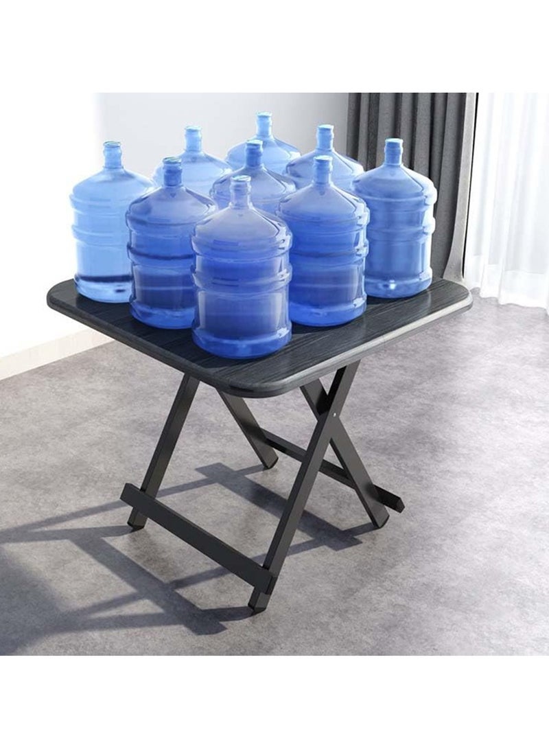 VUCATIN طاولة قابلة للطي، طاولة تخييم قابلة للطي، طاولة نزهة شديدة التحمل، طاولة عشاء قابلة للطي مع سطح خشبي وإطار معدني للتخييم والحفلات المنزلية والشواء (70 * 70 * 74 سم أسود) - Image 5