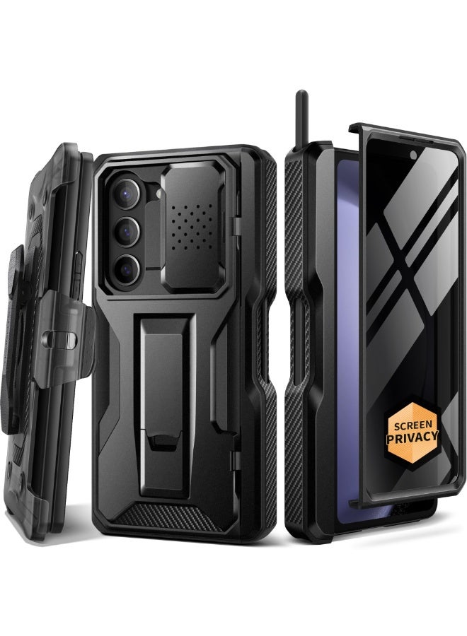 TONGATE Z Fold 6 Phone Case, [with Privacy Screen Protector & Slide Camera Cover] [S Pen Holder & Hinge Protection] Full Body Heavy Duty Drop-Proof Phone Case for Samsung Galaxy Z Fold 6 Phone Case with Stand and Belt Clip, Black - Image 1