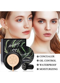 SuperThinker Air Cushion CC Cream Mushroom Head Foundation, Moisturizing BB Cream Makeup Long Lasting Matte Concealer (Ivory)  - Image 2