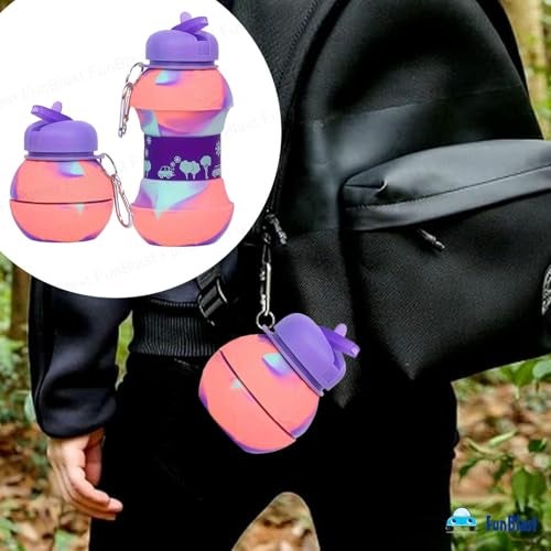 FunBlast Silicone Sipper Bottle for Kids - 550 ML Foldable, Expandable Water Bottle for Home, Office, Gym, Trekking - Fancy Stylish Sipper for Girls, Boys (Purple) - Image 5