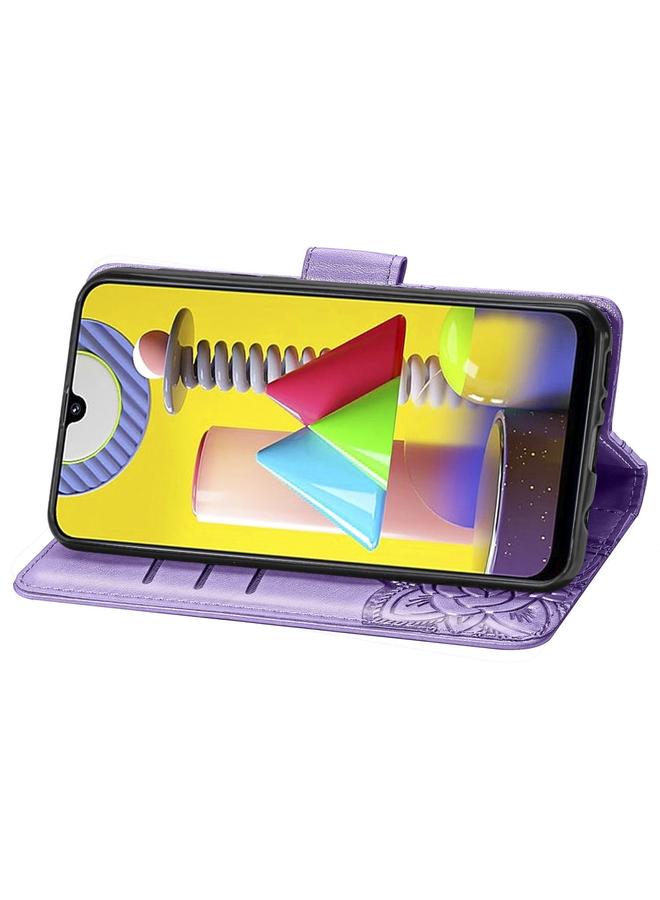 زبون جراب لهاتف Galaxy M31 من الجلد المنقوش بنقشة زهرة الفراشة مع حامل / فتحة بطاقة / محفظة / حبل تعليق - Image 4