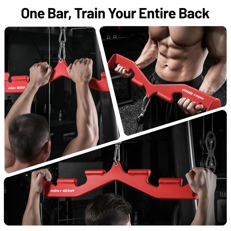 MOST GRIP LAT Pull Down Bar with 6 Ergonomic Handles, Neutral Grip LAT Pulldown Attachments for Whole Back Training, Wide Grip LAT Pulldown Bars for Home Gym Cable - Image 3