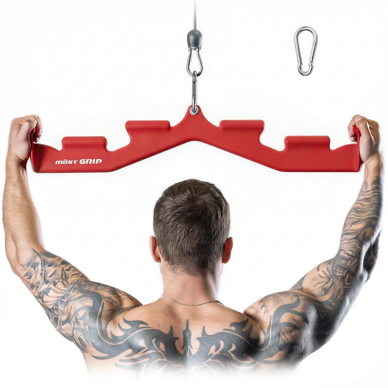 MOST GRIP LAT Pull Down Bar with 6 Ergonomic Handles, Neutral Grip LAT Pulldown Attachments for Whole Back Training, Wide Grip LAT Pulldown Bars for Home Gym Cable - Image 1