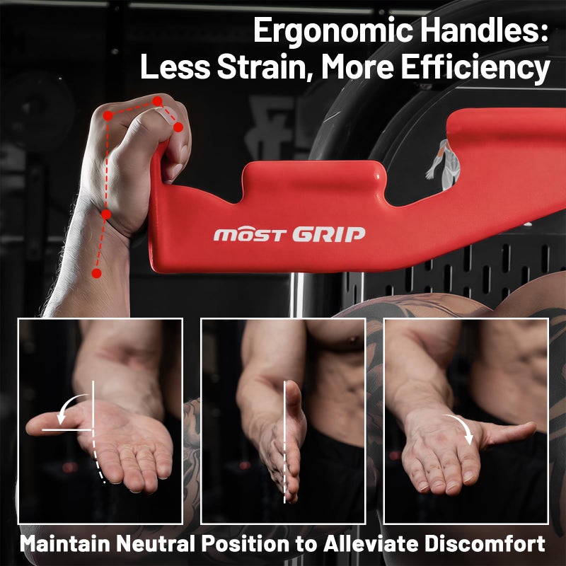 MOST GRIP LAT Pull Down Bar with 6 Ergonomic Handles, Neutral Grip LAT Pulldown Attachments for Whole Back Training, Wide Grip LAT Pulldown Bars for Home Gym Cable - Image 4