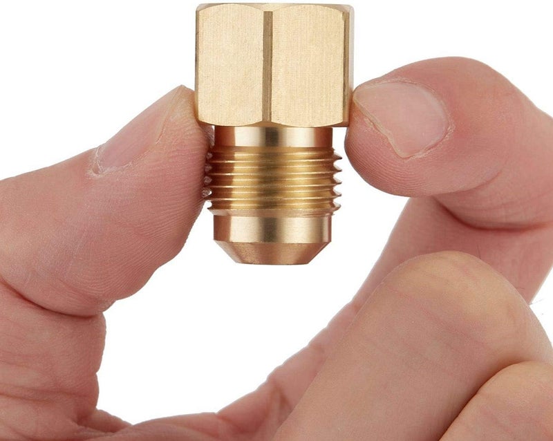LitOrange 2 PCS Brass Flare Tube Fitting Coupling Gas Adapter 1/2" Flare X 3/8" Female NPT Pipe Connector - Image 1