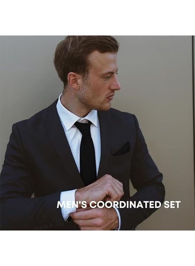 Ties for Men Set with Pocket Square Cufflink and Tie Clip, Necktie Handkerchief in Gift Box for Wedding and Business(Black) - Image 5