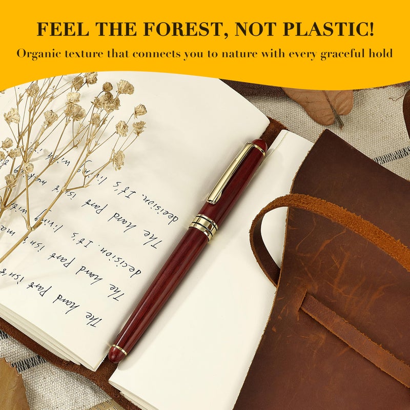 BEILUNER Luxury Wood Ballpoint Pen Writing Set,Rosewood-Elegant Fancy Nice Gift Pen Set for Signature Executive Business Office Fancy Nice Supplies - Christmas Gift Boxed with Extra Refills (Black) - Image 3