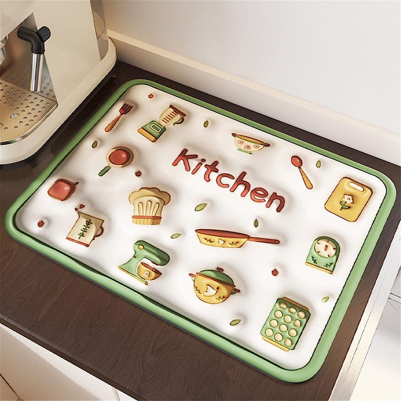 Deoxys Draining Mat Diatom Mud Drying Mat Absorbent QuickDrying Dish Drainer Mat for Kitchen Utensils Kitchen Sink Countertop 30 40CM - Image 1
