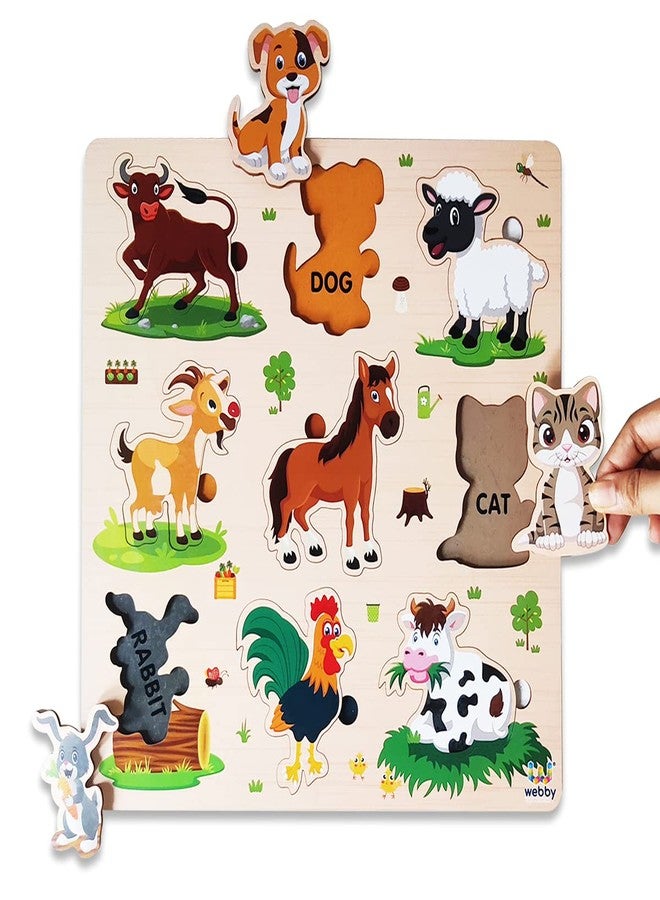 Webby Wooden Farm Animals Montessori Educational Pre-School Puzzle Board Toy for Boys and Girls, Kid - Image 4