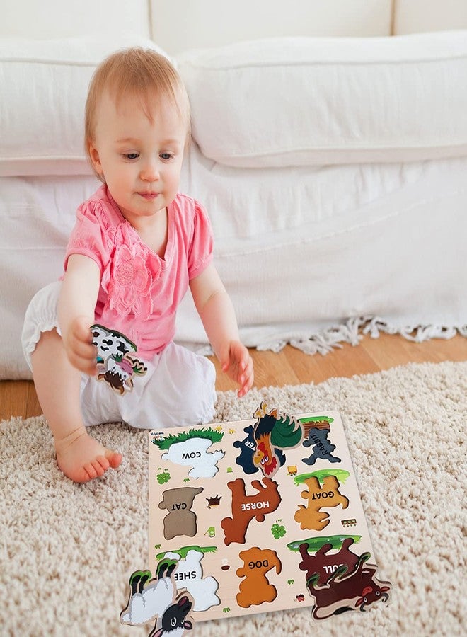 Webby Wooden Farm Animals Montessori Educational Pre-School Puzzle Board Toy for Boys and Girls, Kid - Image 2