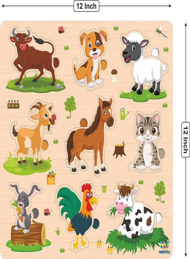 Webby Wooden Farm Animals Montessori Educational Pre-School Puzzle Board Toy for Boys and Girls, Kid - Image 3