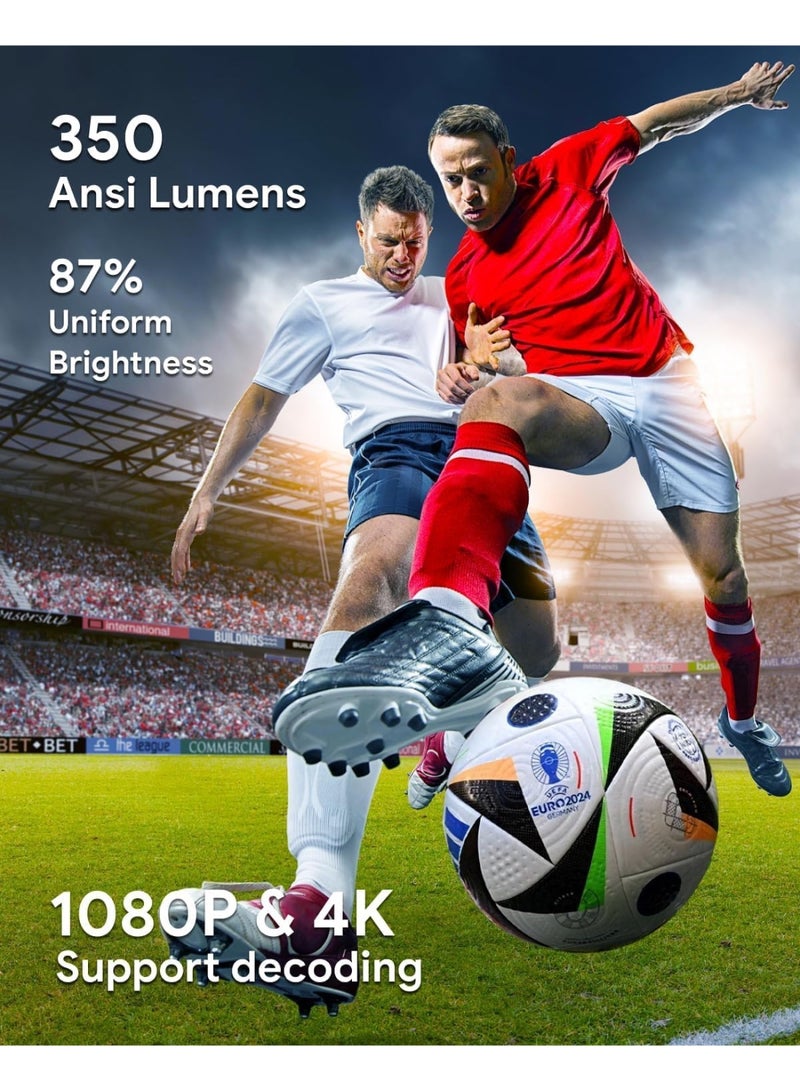 جهاز عرض 4K - جهاز عرض صغير محمول بدقة 1080 بكسل عالية الدقة 320 ANSI، جهاز عرض لاسلكي يعمل بالبطارية مع التركيز التلقائي وواي فاي 6 وبلوتوث 5.0، نظام تشغيل أندرويد 11.0 الذكي، حامل قابل للتعديل بزاوية 270 درجة، أبيض - Image 3