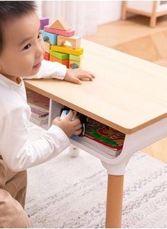 شو وو طقم مكتب وكرسي للأطفال الصغار، طاولة دراسة تعليمية متعددة الوظائف للأطفال، ارتفاع قابل للتعديل، تخزين مدمج، تجميع بدون أدوات، تصميم عصري، لفنون الأطفال والحرف اليدوية والواجبات المنزلية  - Image 3