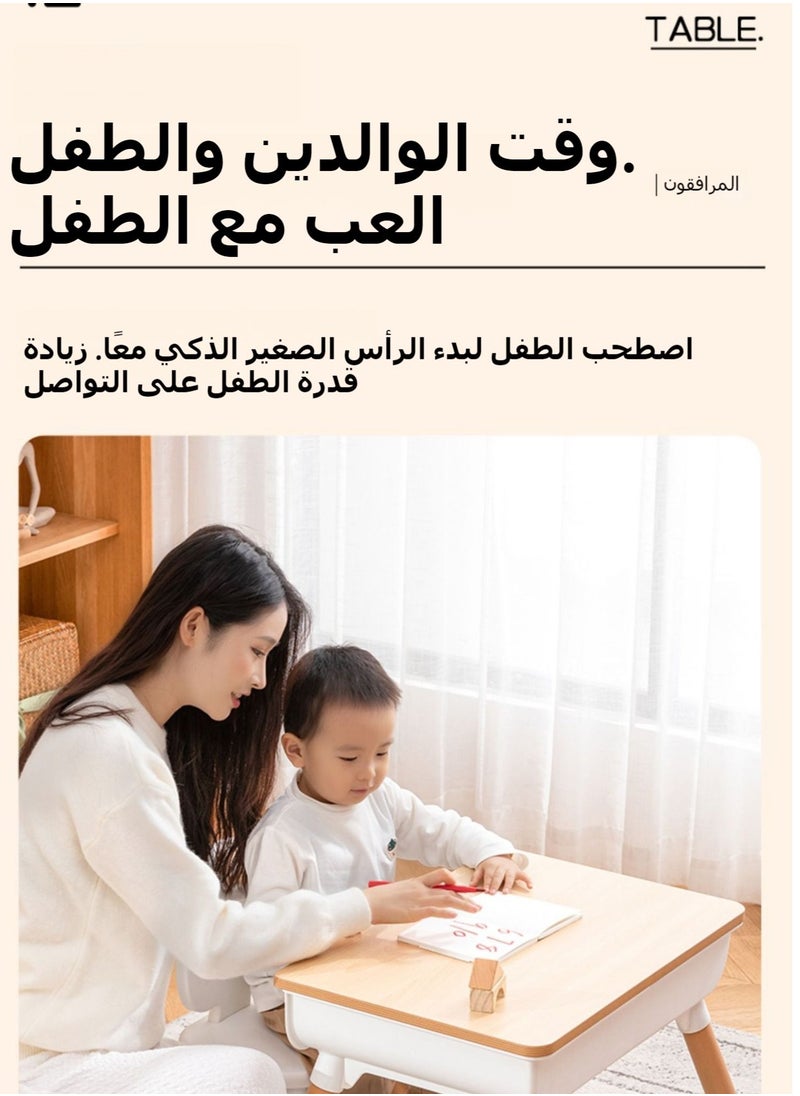 شو وو - طقم مكتب وكرسي للأطفال الصغار، طاولة دراسة تعليمية متعددة الوظائف للأطفال، ارتفاع قابل للتعديل، تخزين مدمج، تجميع بدون أدوات، تصميم عصري، لفنون الأطفال والحرف اليدوية والواجبات المنزلية - Image 1