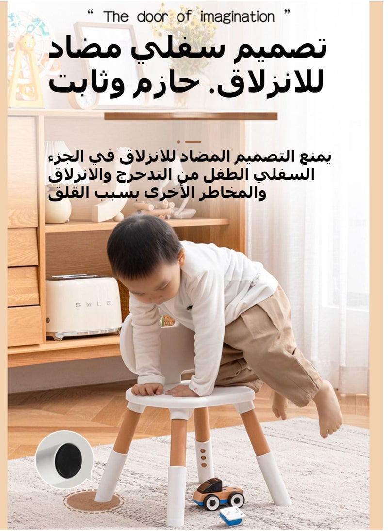 شو وو - طقم مكتب وكرسي للأطفال الصغار، طاولة دراسة تعليمية متعددة الوظائف للأطفال، ارتفاع قابل للتعديل، تخزين مدمج، تجميع بدون أدوات، تصميم عصري، لفنون الأطفال والحرف اليدوية والواجبات المنزلية - Image 1