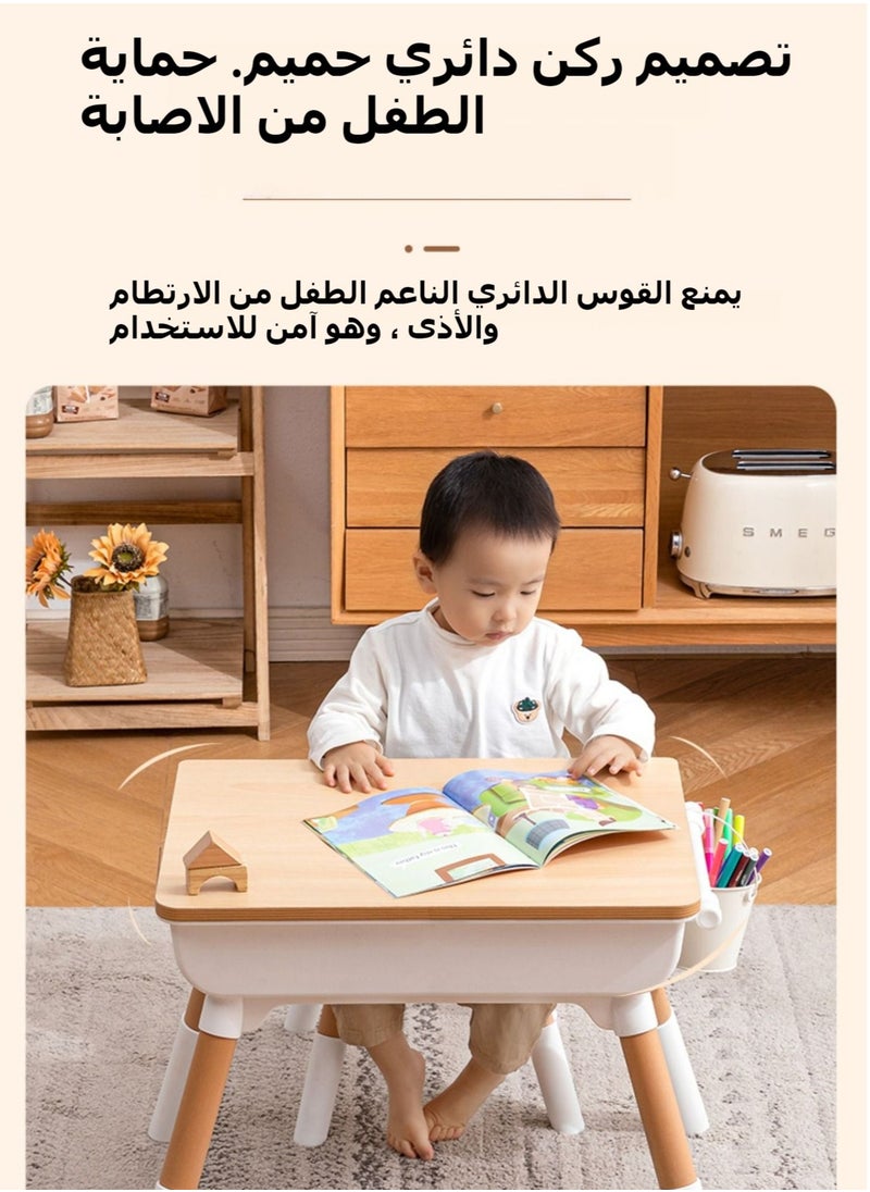 شو وو - طقم مكتب وكرسي للأطفال الصغار، طاولة دراسة تعليمية متعددة الوظائف للأطفال، ارتفاع قابل للتعديل، تخزين مدمج، تجميع بدون أدوات، تصميم عصري، لفنون الأطفال والحرف اليدوية والواجبات المنزلية - Image 1