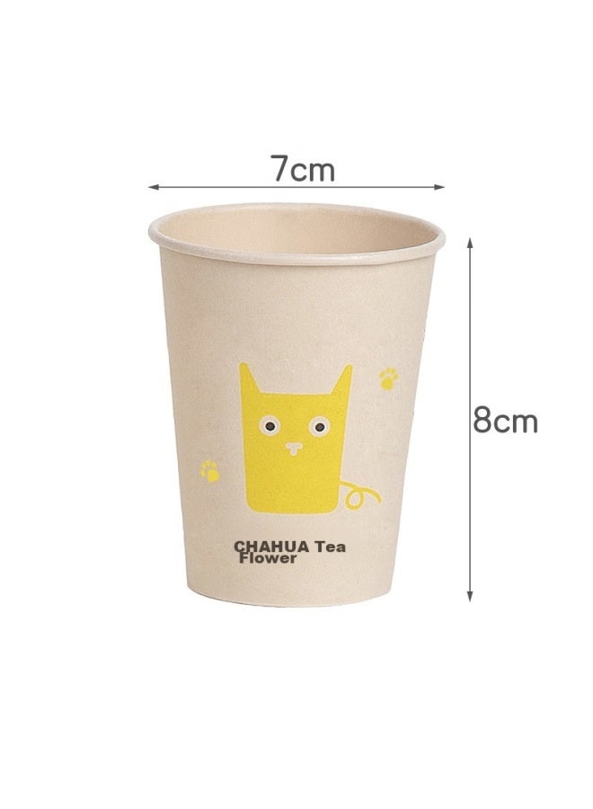CHAHUA Camellia Disposable Paper Cups, Thickened, Whole Box, Natural Color, Wax-free Coating, 180ml Coffee Cups, 400 Pieces, 10 Packs - Image 1