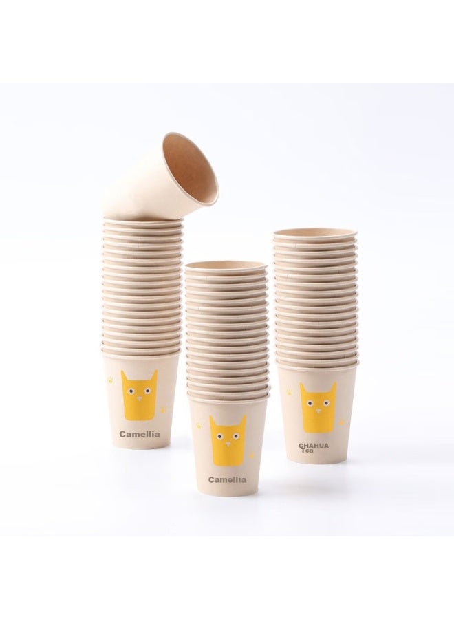 CHAHUA Camellia Disposable Paper Cups, Thickened, Whole Box, Natural Color, Wax-free Coating, 180ml Coffee Cups, 400 Pieces, 10 Packs - Image 5
