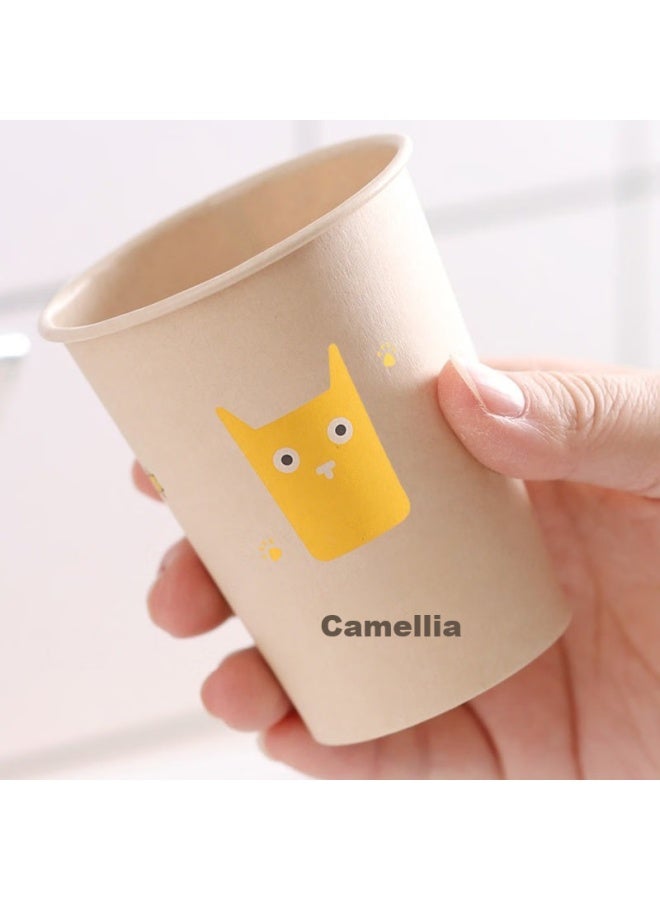 CHAHUA Camellia Disposable Paper Cups, Thickened, Whole Box, Natural Color, Wax-free Coating, 180ml Coffee Cups, 400 Pieces, 10 Packs - Image 4
