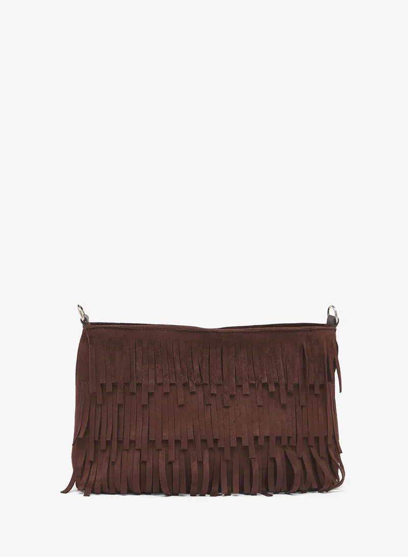 Glamorous Faux Suede Fringe Crossbody Bag