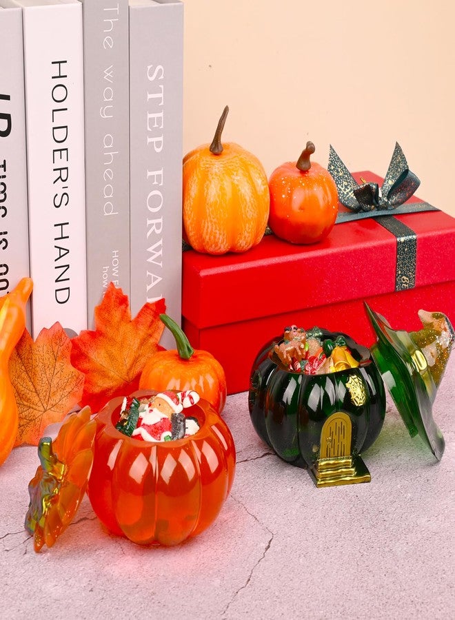 Actvty Halloween Resin Molds - 2 Pcs Pumpkin Jar Silicone Molds With Witch Lid for Casting, Craft DIY, Jewelry, Candy Storage Container - Image 2