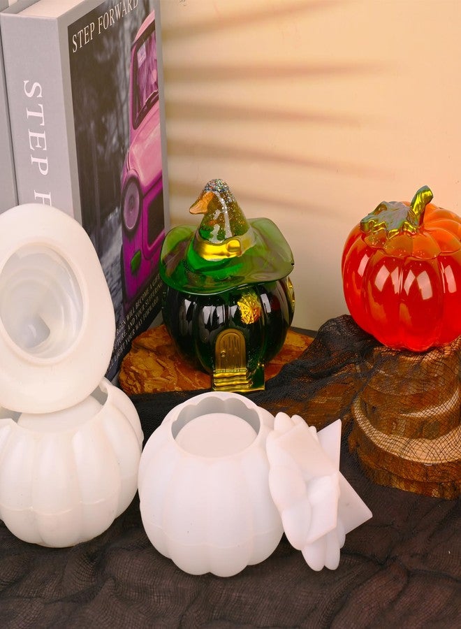 Actvty Halloween Resin Molds - 2 Pcs Pumpkin Jar Silicone Molds With Witch Lid for Casting, Craft DIY, Jewelry, Candy Storage Container - Image 5