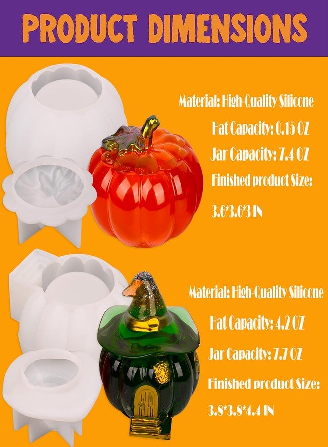 Actvty Halloween Resin Molds - 2 Pcs Pumpkin Jar Silicone Molds With Witch Lid for Casting, Craft DIY, Jewelry, Candy Storage Container - Image 4