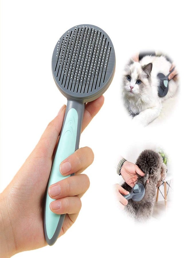 PAKEWAY Cat & Dog Grooming Brush - Self Cleaning, Release Button, Kitten & Pet Brush for Short, Medium & Long Hair (Green) - Image 5