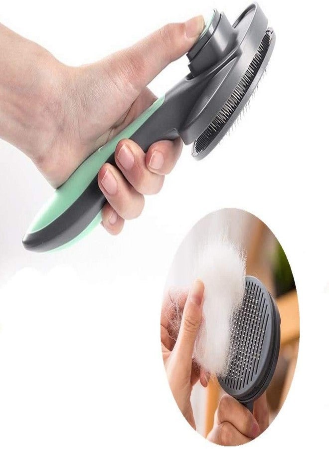 PAKEWAY Cat & Dog Grooming Brush - Self Cleaning, Release Button, Kitten & Pet Brush for Short, Medium & Long Hair (Green) - Image 3