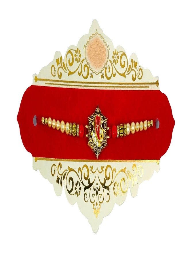 Evisha A. D Studded Ganesha Rakhi For Brother | Rakhi Combo-111 | rakhi || rakhi set || rakhi for brother rakhi combo || bhaiya bhabhi rakhi || rakhi gifts - Image 2