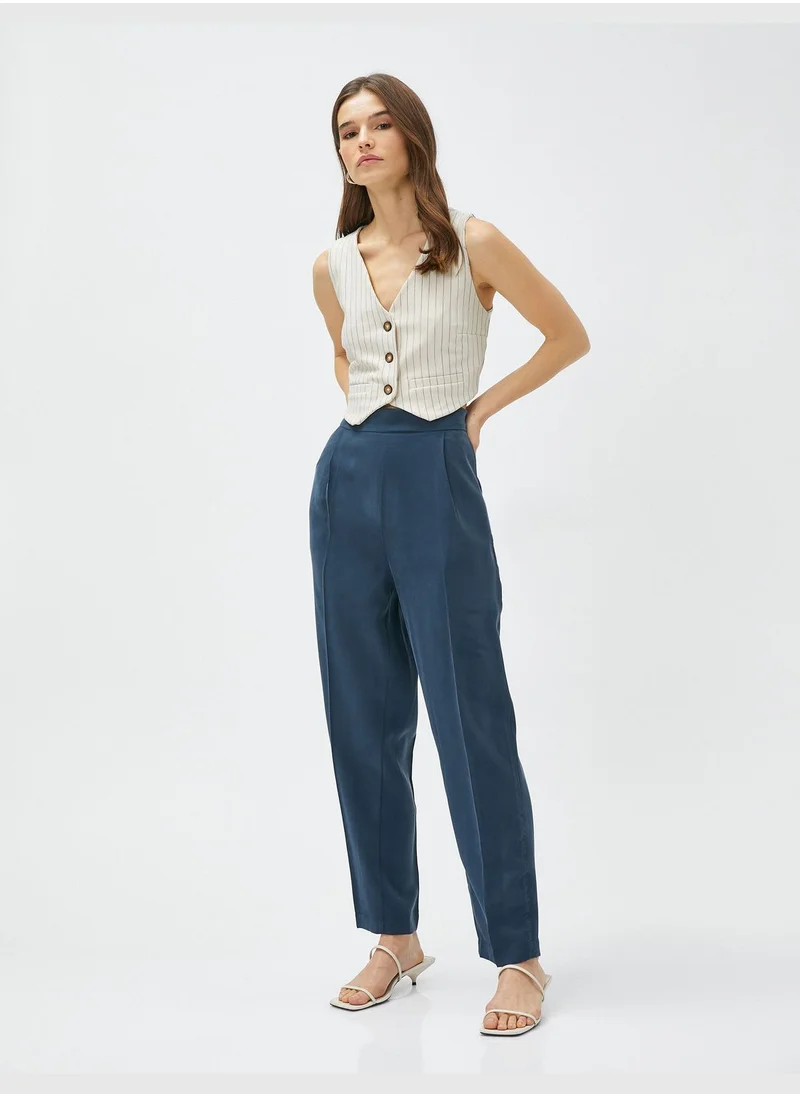 KOTON Silky Fabric Elastic Waist Trousers