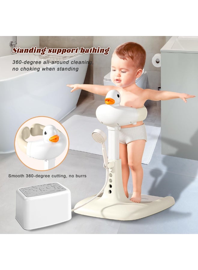 كيلا حامل استحمام للأطفال بارتفاع قابل للتعديل مع قاعدة مضادة للانزلاق، حامل حمام محمول قابل للطي لسلامة الرضيع، دعامة استحمام واقفة للأطفال الصغار للاستحمام وحوض الاستحمام للرضع من عمر 8 إلى 36 شهرًا - Image 4