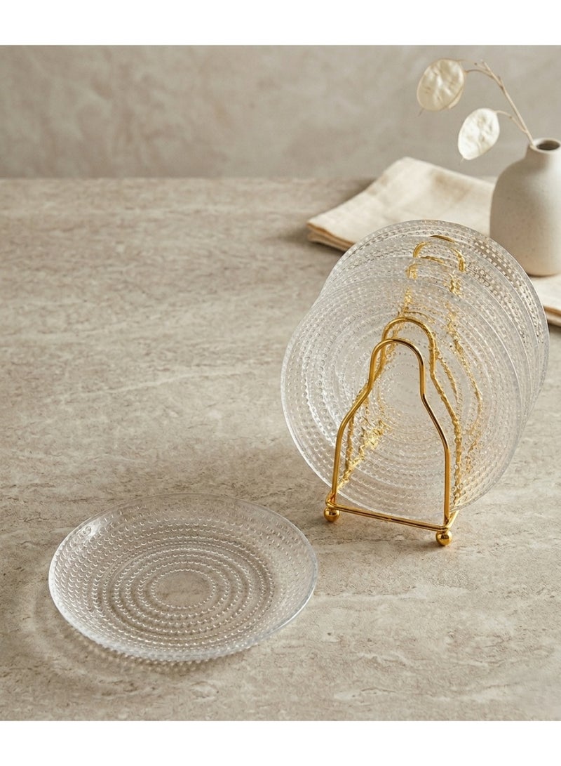 6 Piece Set Of Glass Dessert Dishes With A Metal Stand Elegant and Modern