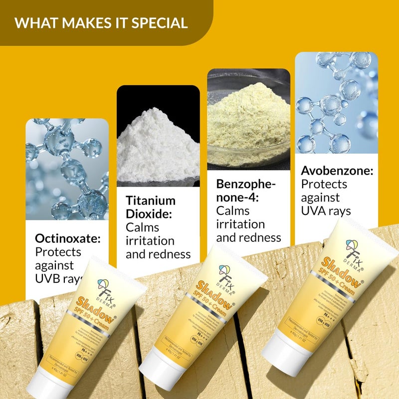 FIXDERMA كريم واقي الشمس فيكسرما شادو SPF 50 PA  واقي شمس للبشرة الجافة  بدون أثر أبيض  حماية من UVA و UVB  للنساء والرجال  غير دهني  مقاوم للماء  40 جرام - Image 2