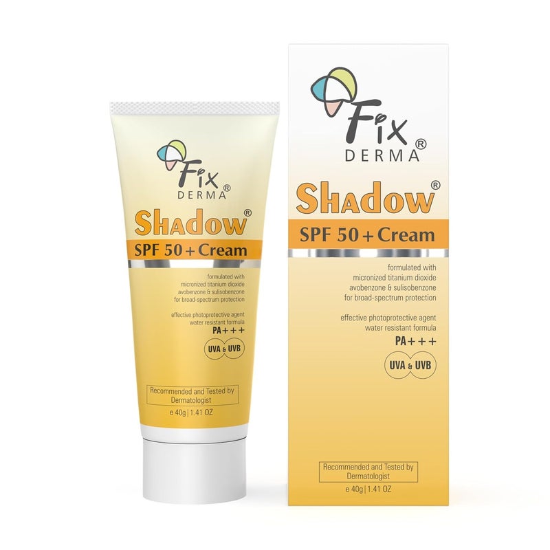 FIXDERMA كريم واقي الشمس فيكسرما شادو SPF 50 PA  واقي شمس للبشرة الجافة  بدون أثر أبيض  حماية من UVA و UVB  للنساء والرجال  غير دهني  مقاوم للماء  40 جرام - Image 1