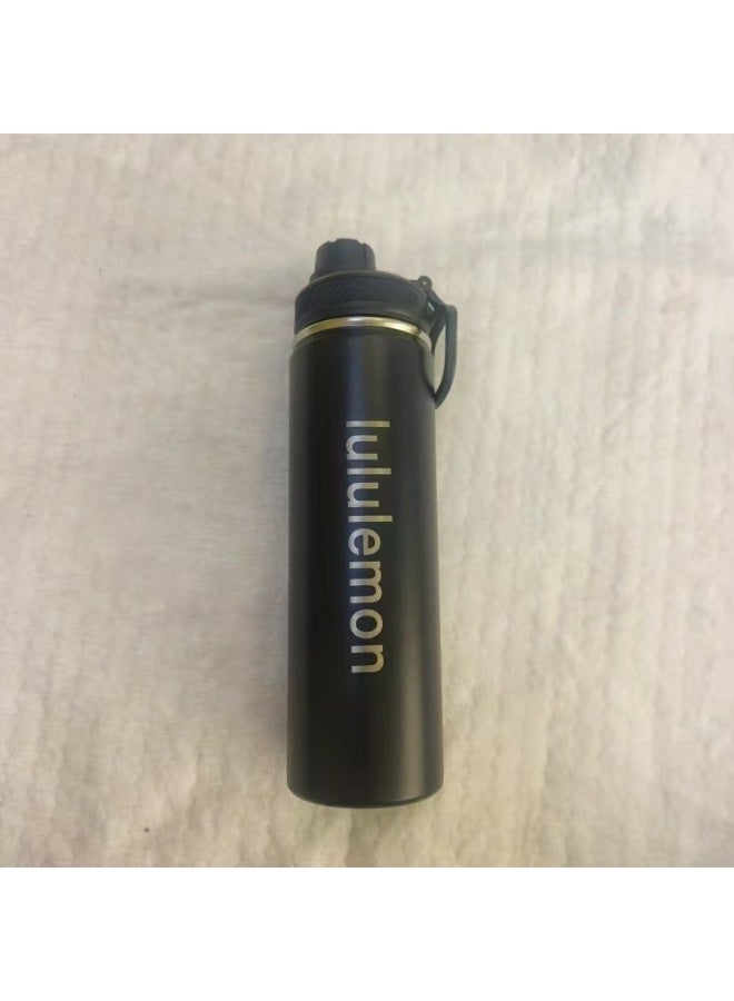 Black Heavy-duty Version New 304 Stainless Steel Double-layer Lulu-style Insulated Cup, Large Capacity Outdoor Sports Yoga Bottle