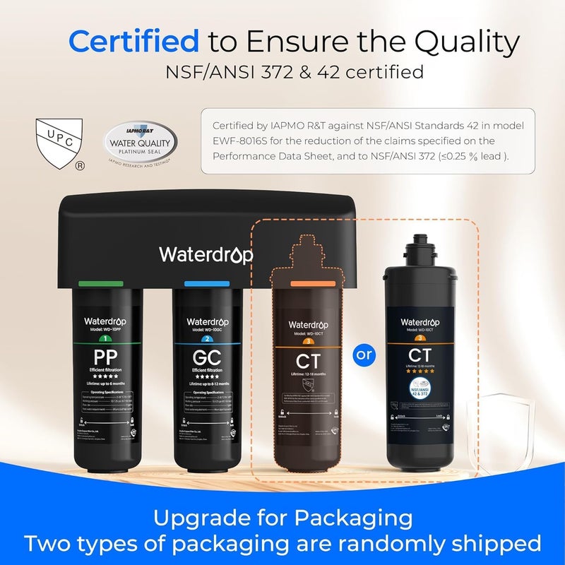 Waterdrop TSA 8 Layer Under Sink Water Filter System, Under Sink Water Filtration System, Reduces PFAS, PFOA/PFOS, Fluoride, Chlorine, Bad Taste & Odor, NSF/ANSI 42 Certified Element, USA Tech - Image 5